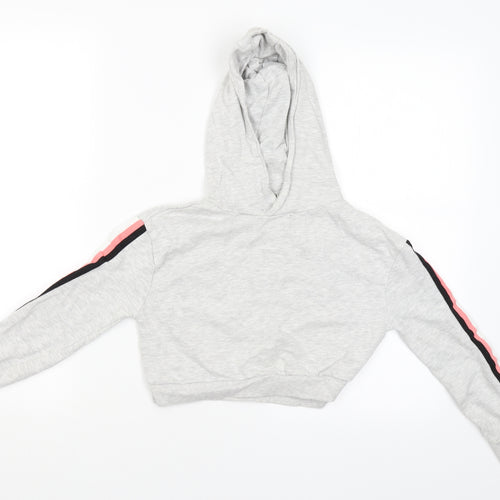 Miss Evie Girls Grey   Pullover Hoodie Size 7-8 Years  - CROPPED