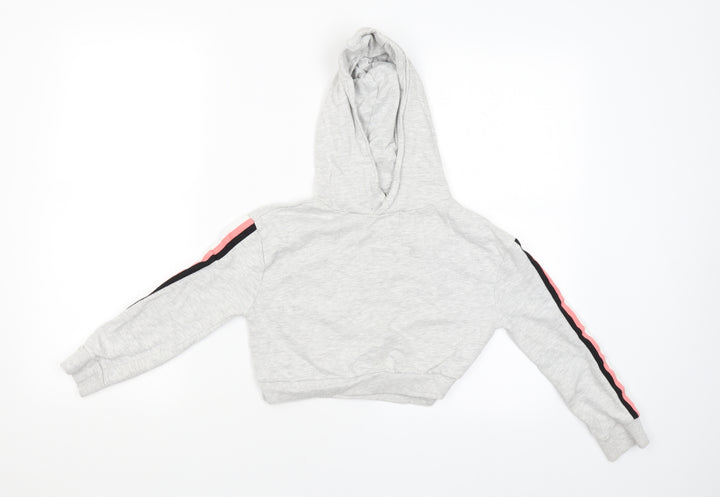 Miss Evie Girls Grey   Pullover Hoodie Size 7-8 Years  - CROPPED