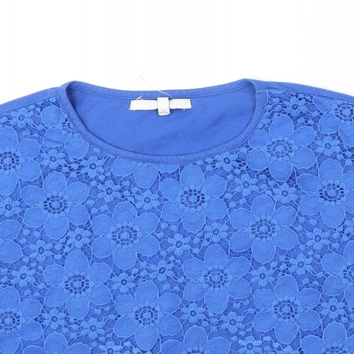 Marks & Spencer Girls Blue Floral  Cropped T-Shirt Size 10-11 Years