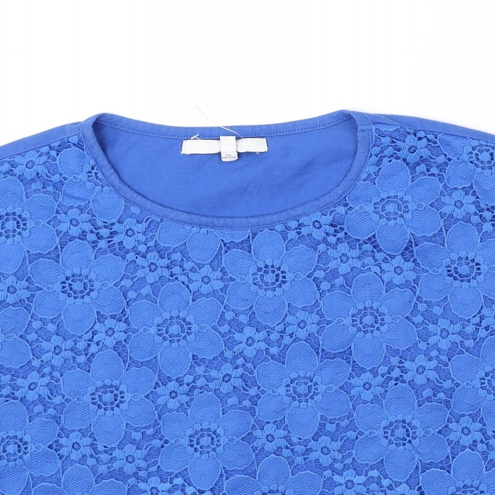 Marks & Spencer Girls Blue Floral  Cropped T-Shirt Size 10-11 Years