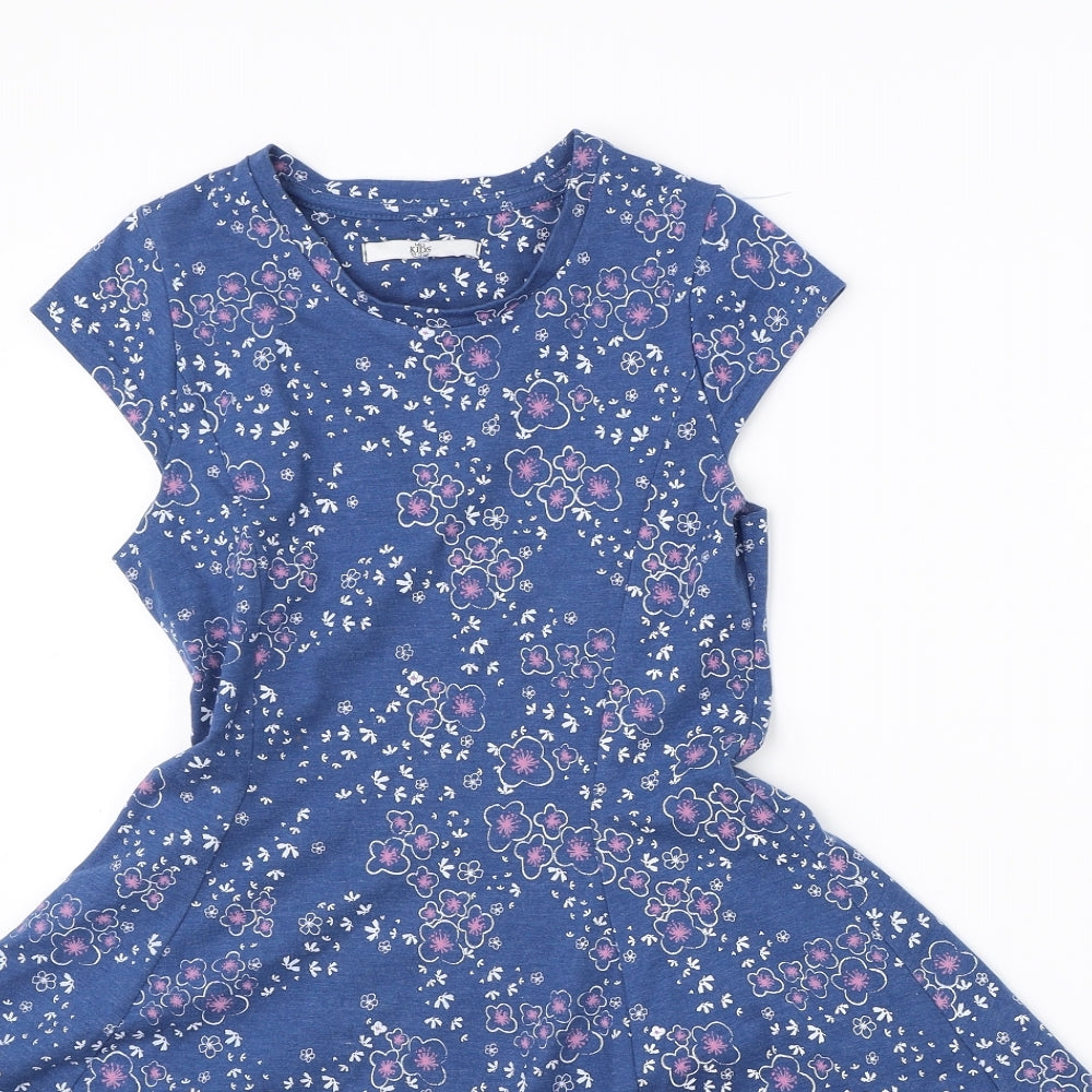 Marks & Spencer Girls Blue Floral  Shift  Size 10-11 Years