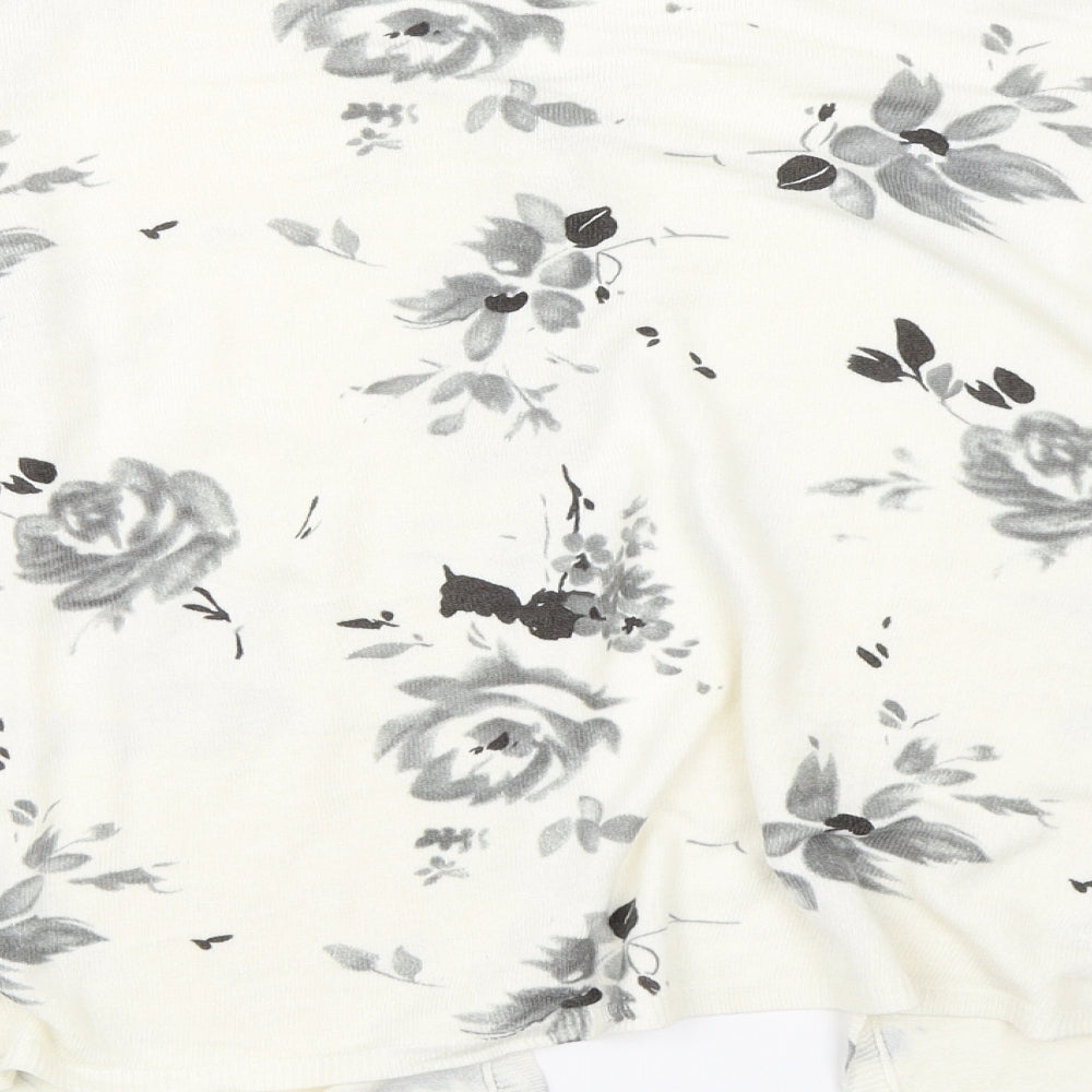 BHS Womens White Floral  Cardigan Jumper Size 16