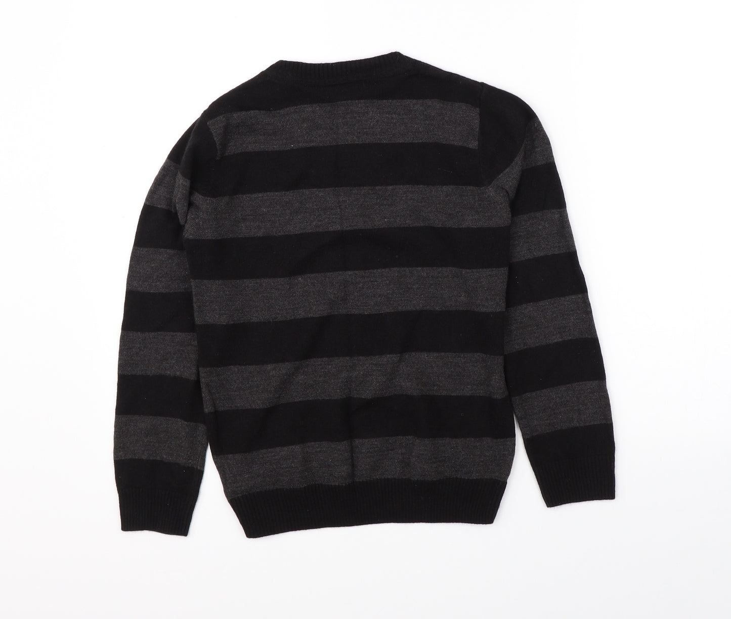 Marks & Spencer Girls Black Striped  Pullover Jumper Size 11-12 Years