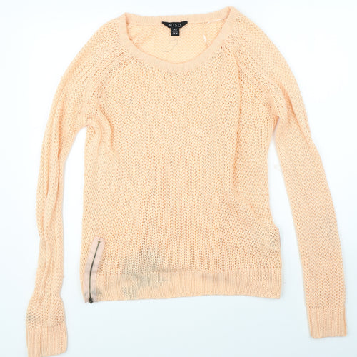 Miso Womens Orange  Knit Pullover Jumper Size 14