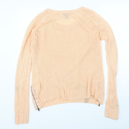 Miso Womens Orange  Knit Pullover Jumper Size 14