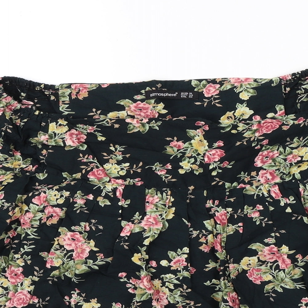 Atmosphere Womens Green Floral  Skater Skirt Size 16