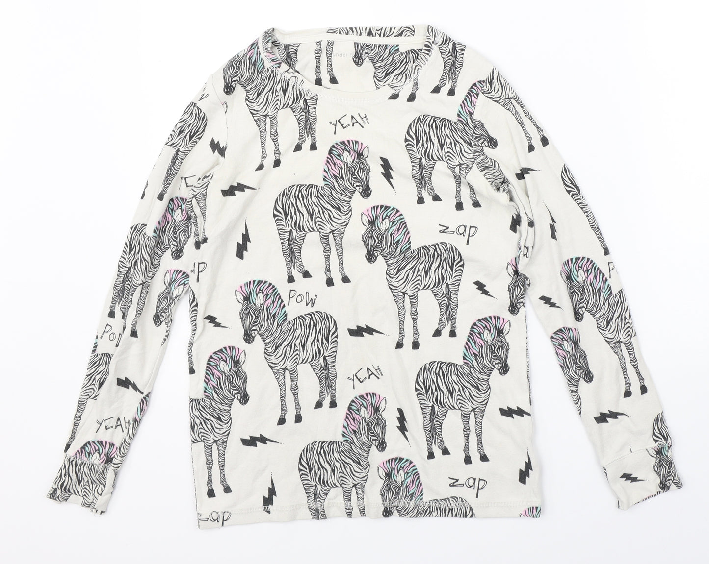 NEXT Girls White    Pyjama Top Size 12 Years  - zebra