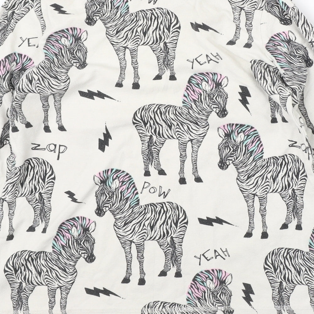 NEXT Girls White    Pyjama Top Size 12 Years  - zebra