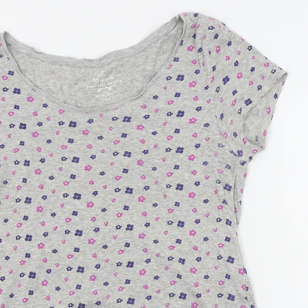 Peacocks Womens Grey Floral   Nightshirt Size 14