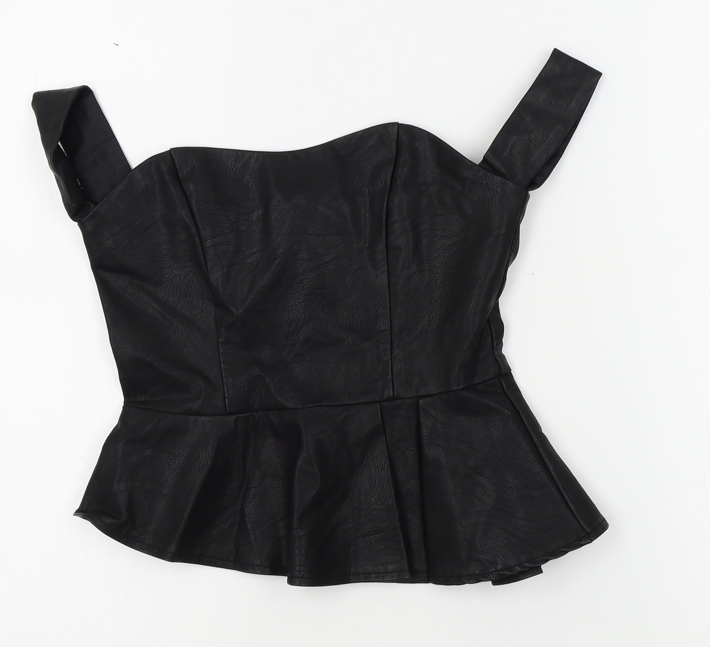 Missguided Womens Black   Basic Blouse Size 6  - faux leather