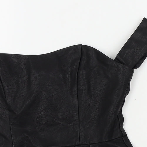 Missguided Womens Black   Basic Blouse Size 6  - faux leather