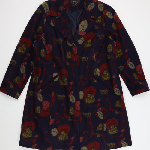 Bonmarche Womens Black Floral  Overcoat Coat Size 22