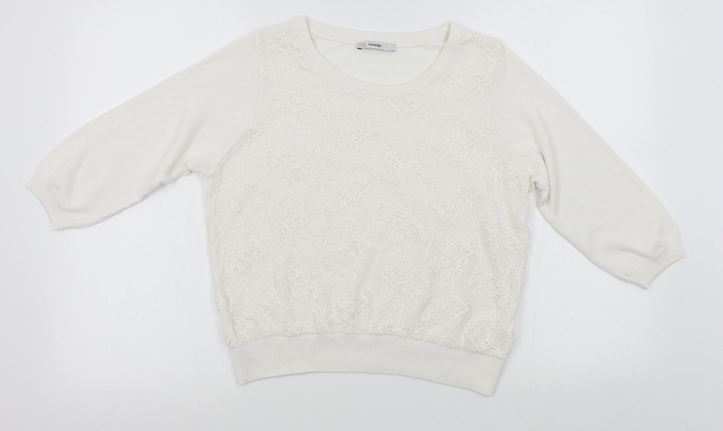 George Womens White   Pullover Jumper Size S