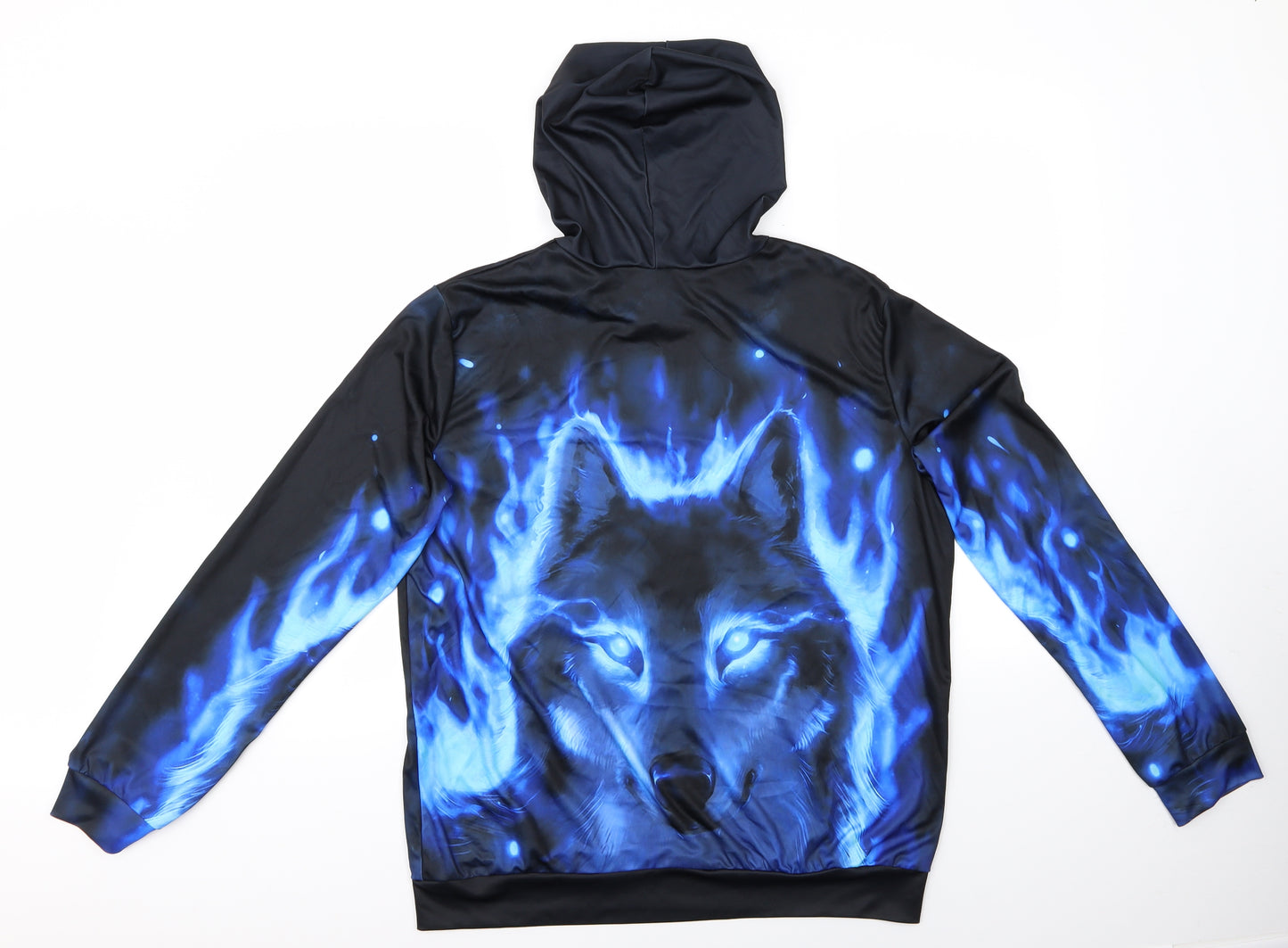 Preworn Mens Black   Pullover Hoodie Size XL  - Wolf Graphic