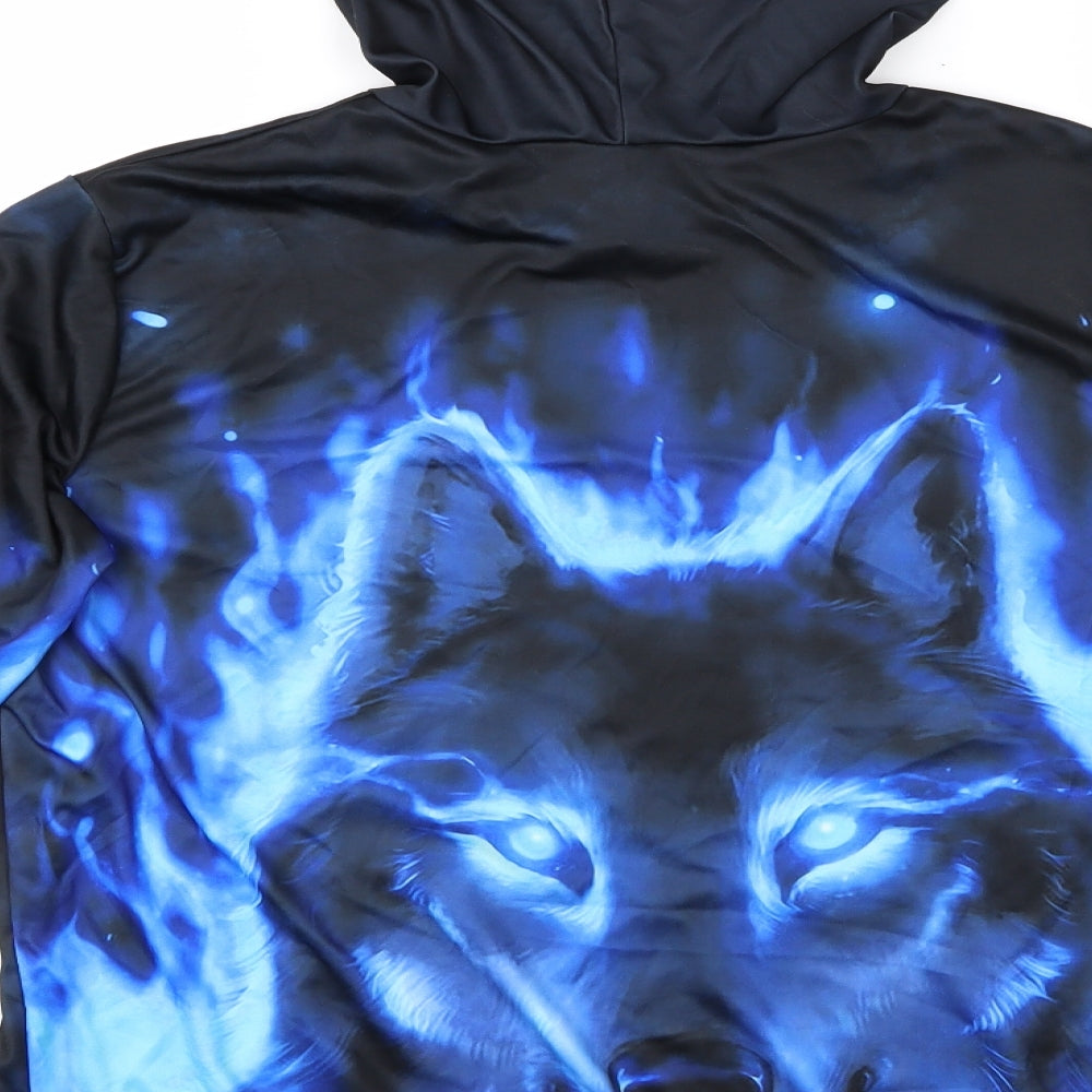 Preworn Mens Black   Pullover Hoodie Size XL  - Wolf Graphic