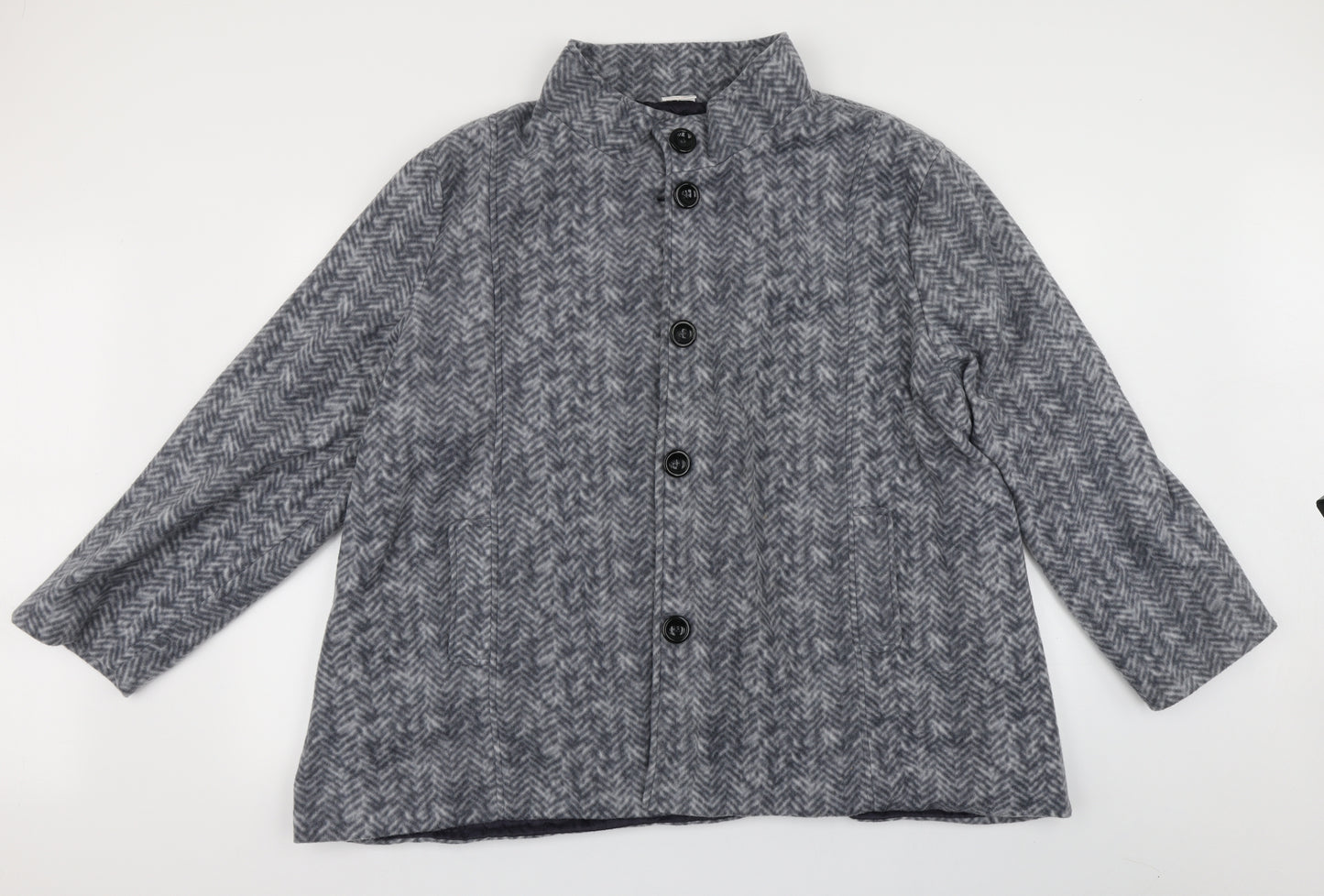 ann de lancay Womens Grey Striped  Jacket Coat Size 2XL