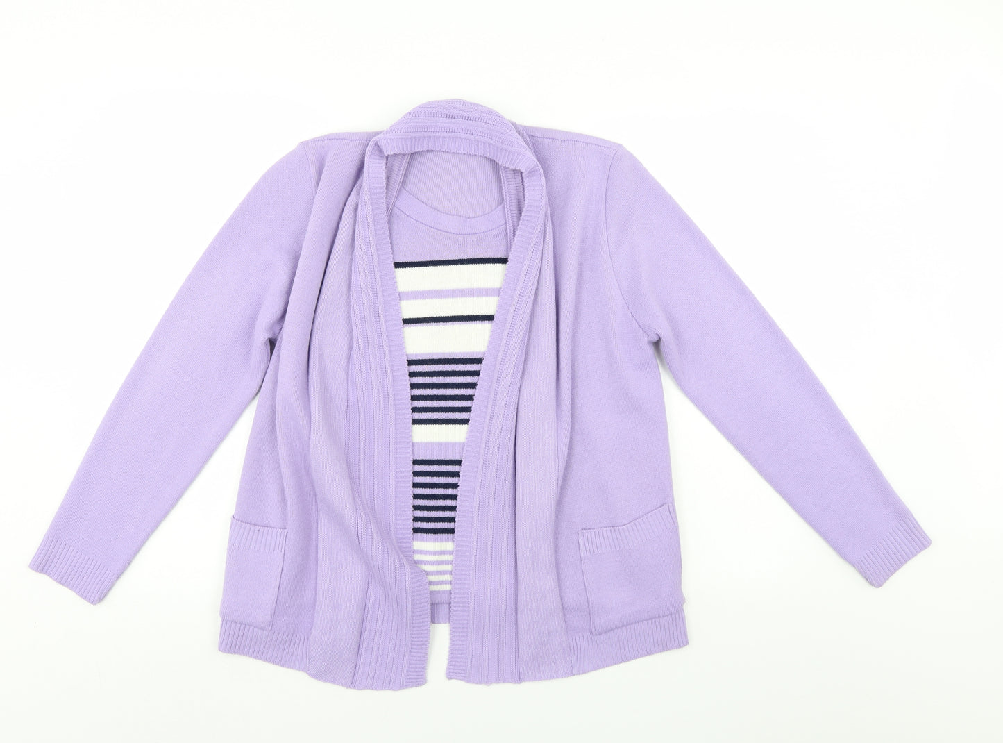 ViVi Womens Purple Striped  Henley Jumper Size 4