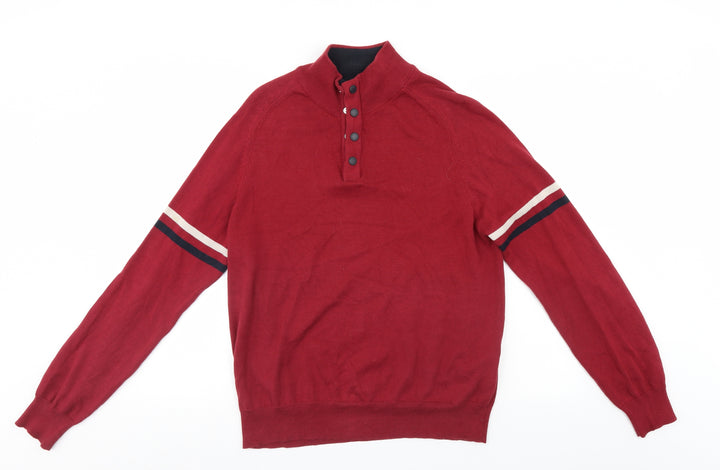 Blue Harbour Mens Red Henley Jumper Size M