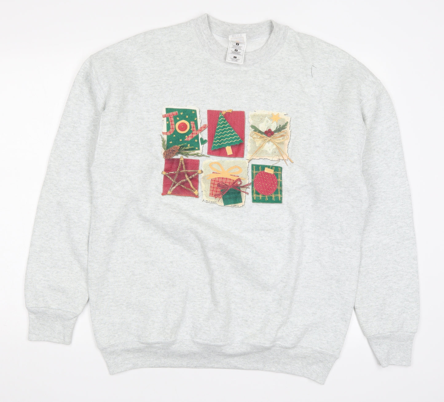 Fruit of the Loom Womens Grey   Pullover Sweatshirt Size L  - Christmas Prints