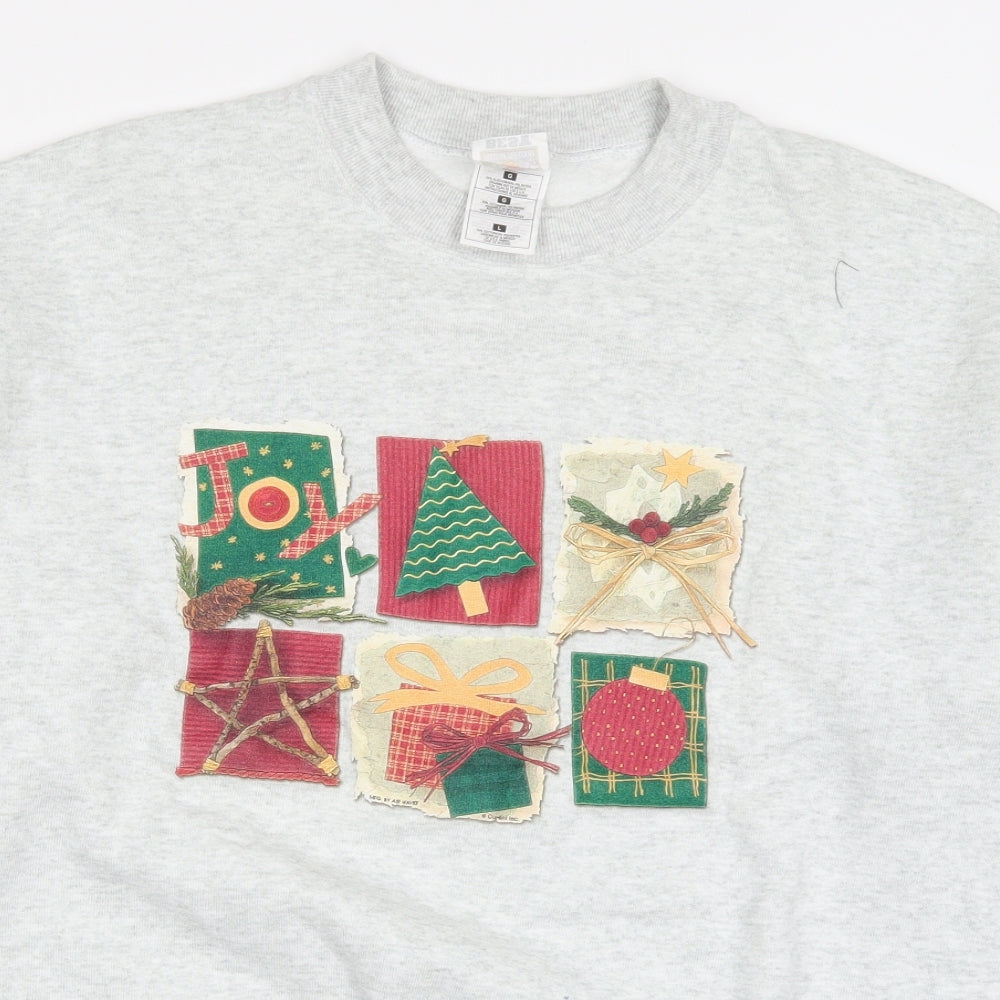 Fruit of the Loom Womens Grey   Pullover Sweatshirt Size L  - Christmas Prints