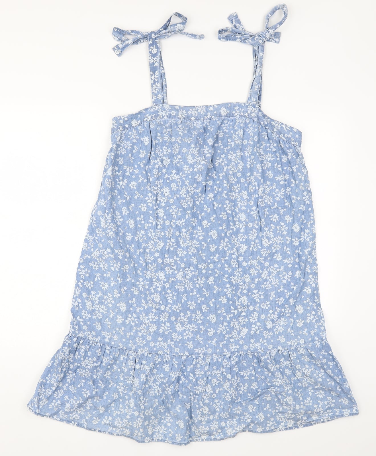 F&F Womens Blue Floral Denim Trapeze & Swing  Size 12