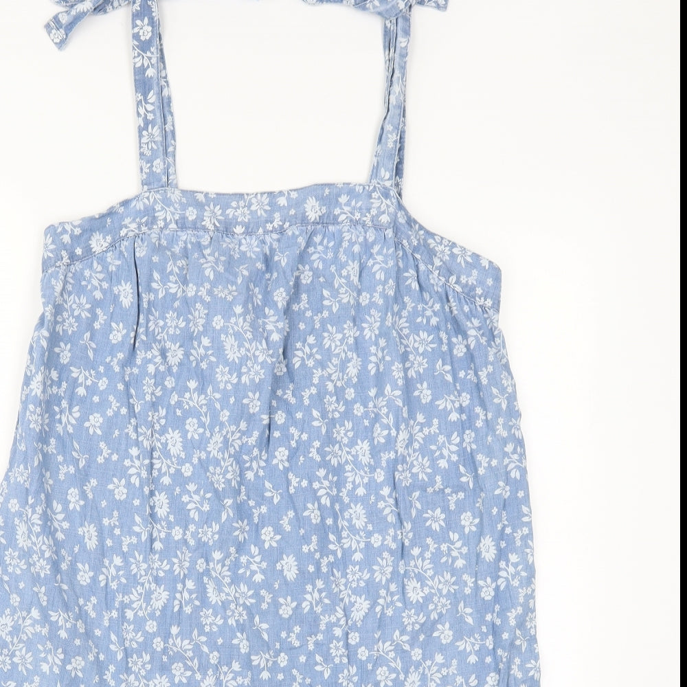 F&F Womens Blue Floral Denim Trapeze & Swing  Size 12