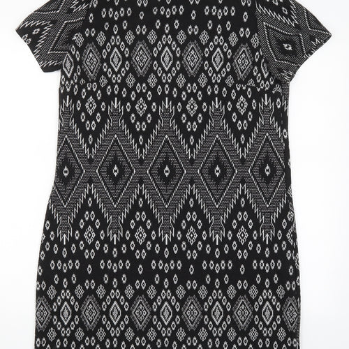 New Look Womens Black Geometric  T-Shirt Dress  Size 12