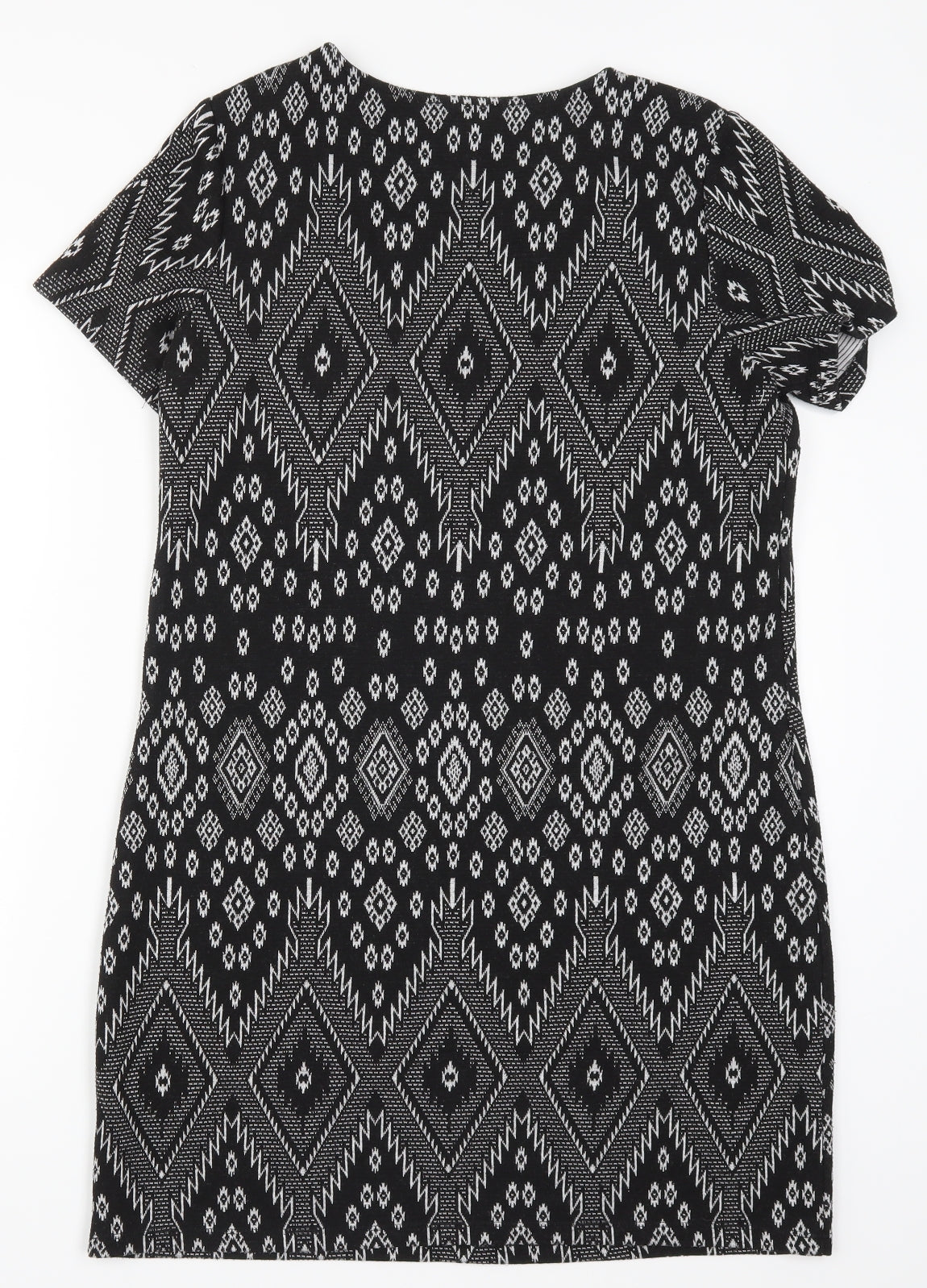 New Look Womens Black Geometric  T-Shirt Dress  Size 12