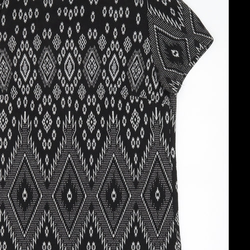 New Look Womens Black Geometric  T-Shirt Dress  Size 12