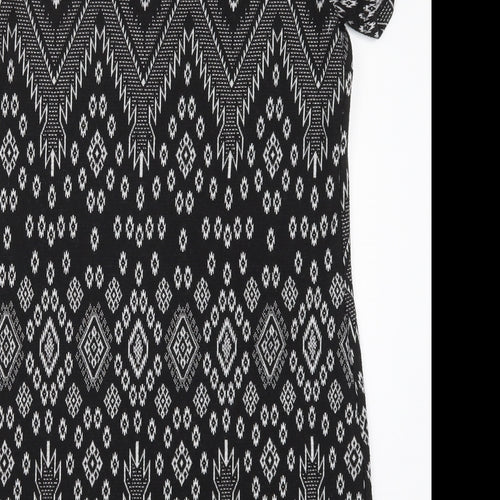 New Look Womens Black Geometric  T-Shirt Dress  Size 12