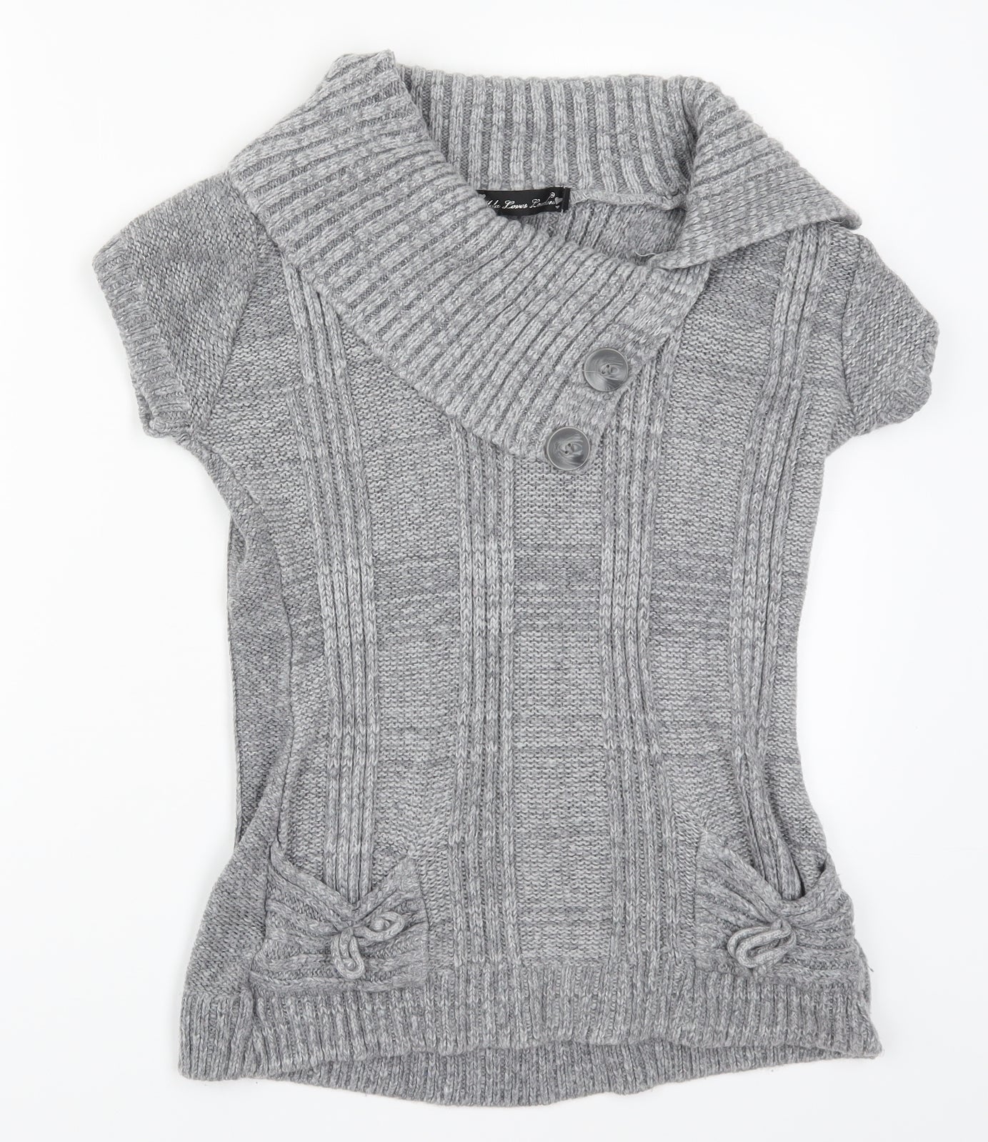 Mela Loves London Womens Grey  Knit Pullover Jumper Size S