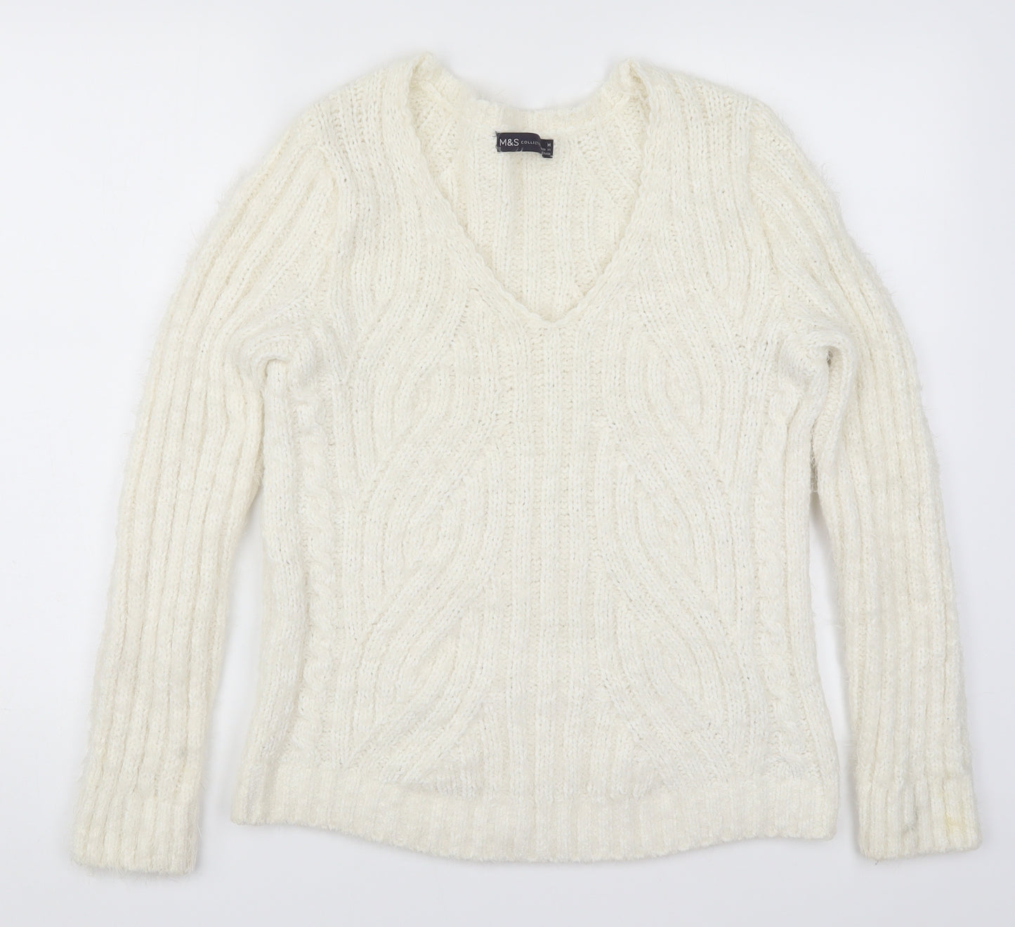 Marks and Spencer Womens White  Knit Pullover Jumper Size M