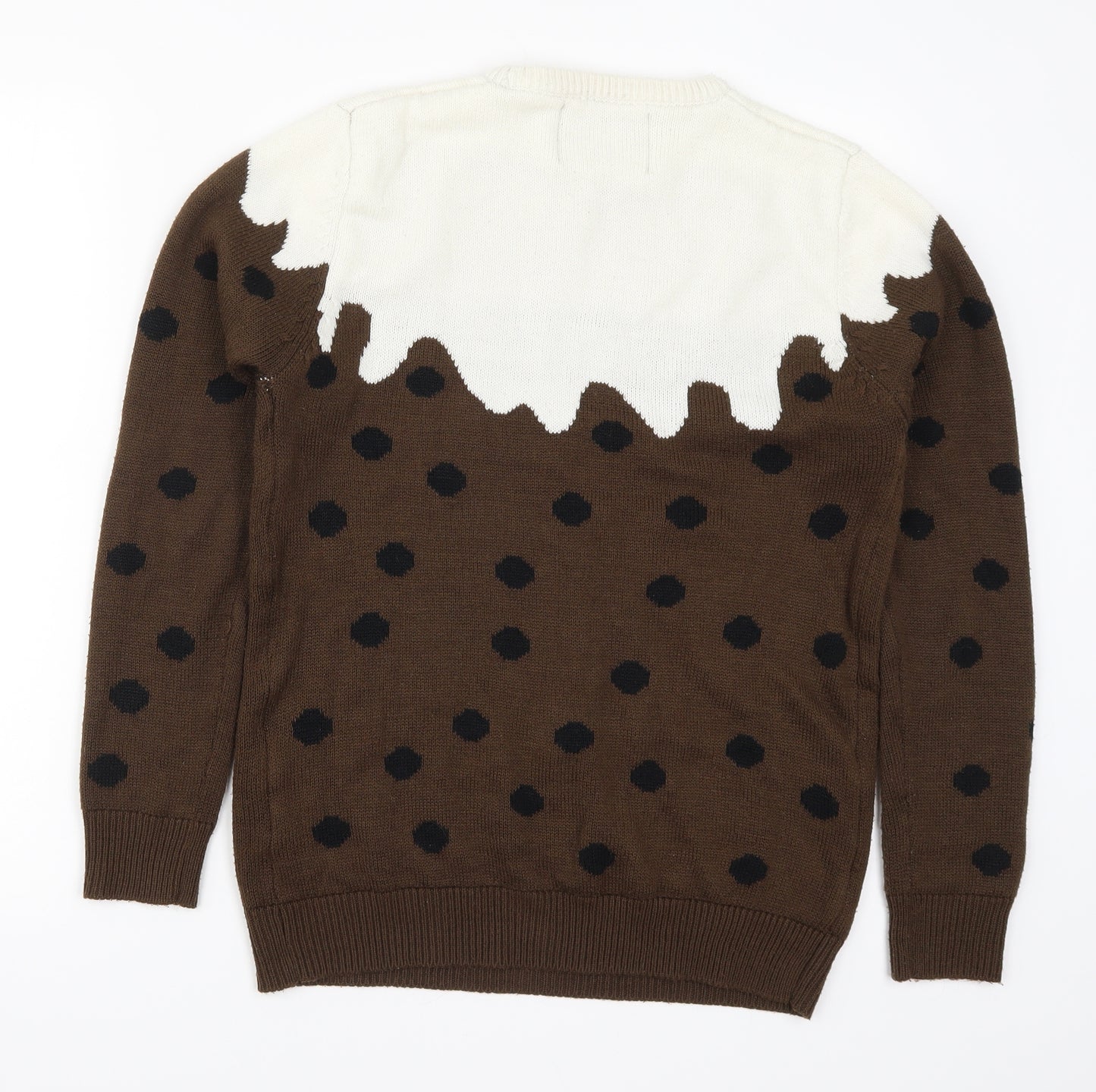 Cedar Wood State Mens Brown Polka Dot Knit Pullover Jumper Size S  - Christmas Pudding