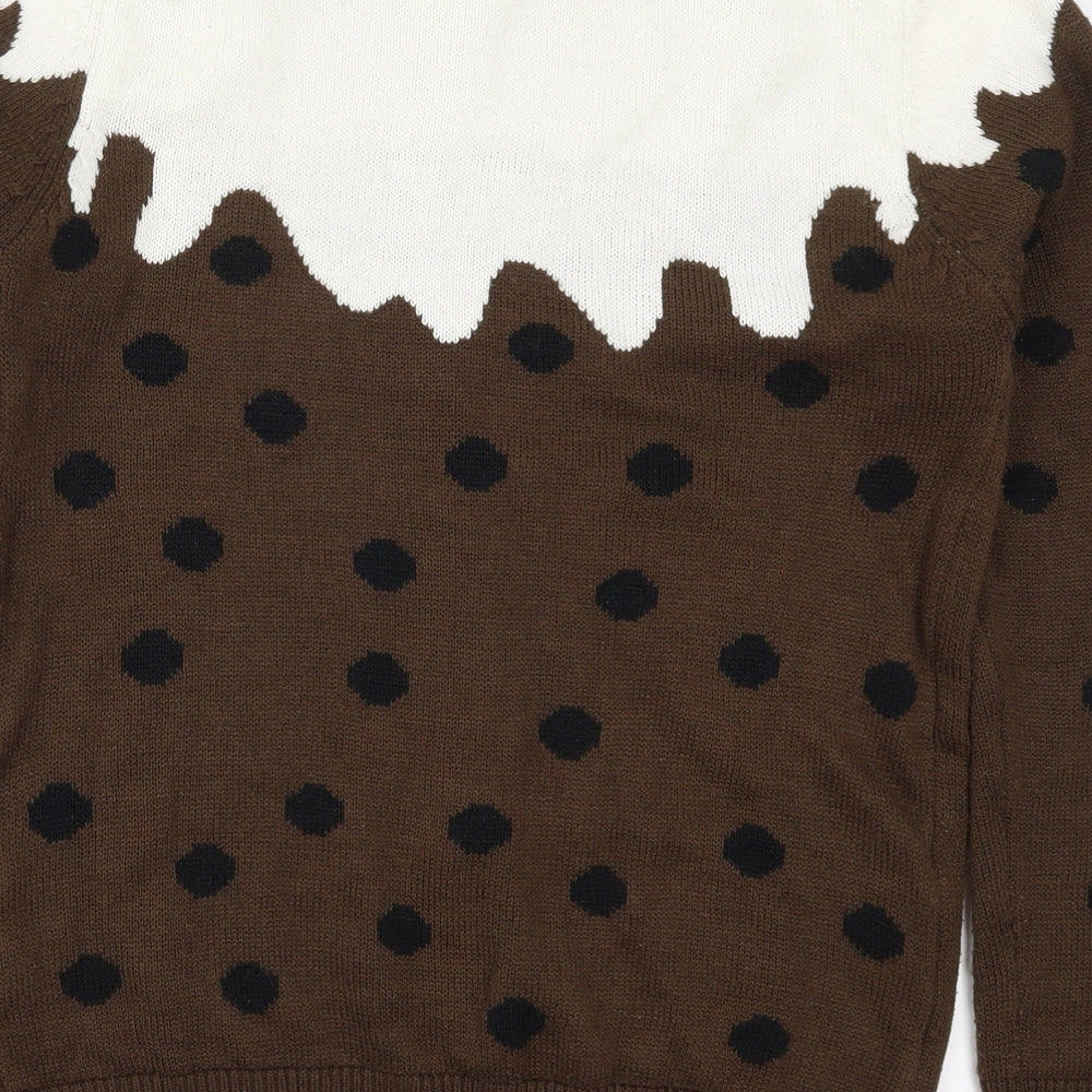 Cedar Wood State Mens Brown Polka Dot Knit Pullover Jumper Size S  - Christmas Pudding