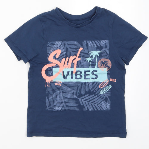 George Boys Blue   Basic T-Shirt Size 7-8 Years  - Surf Vibes