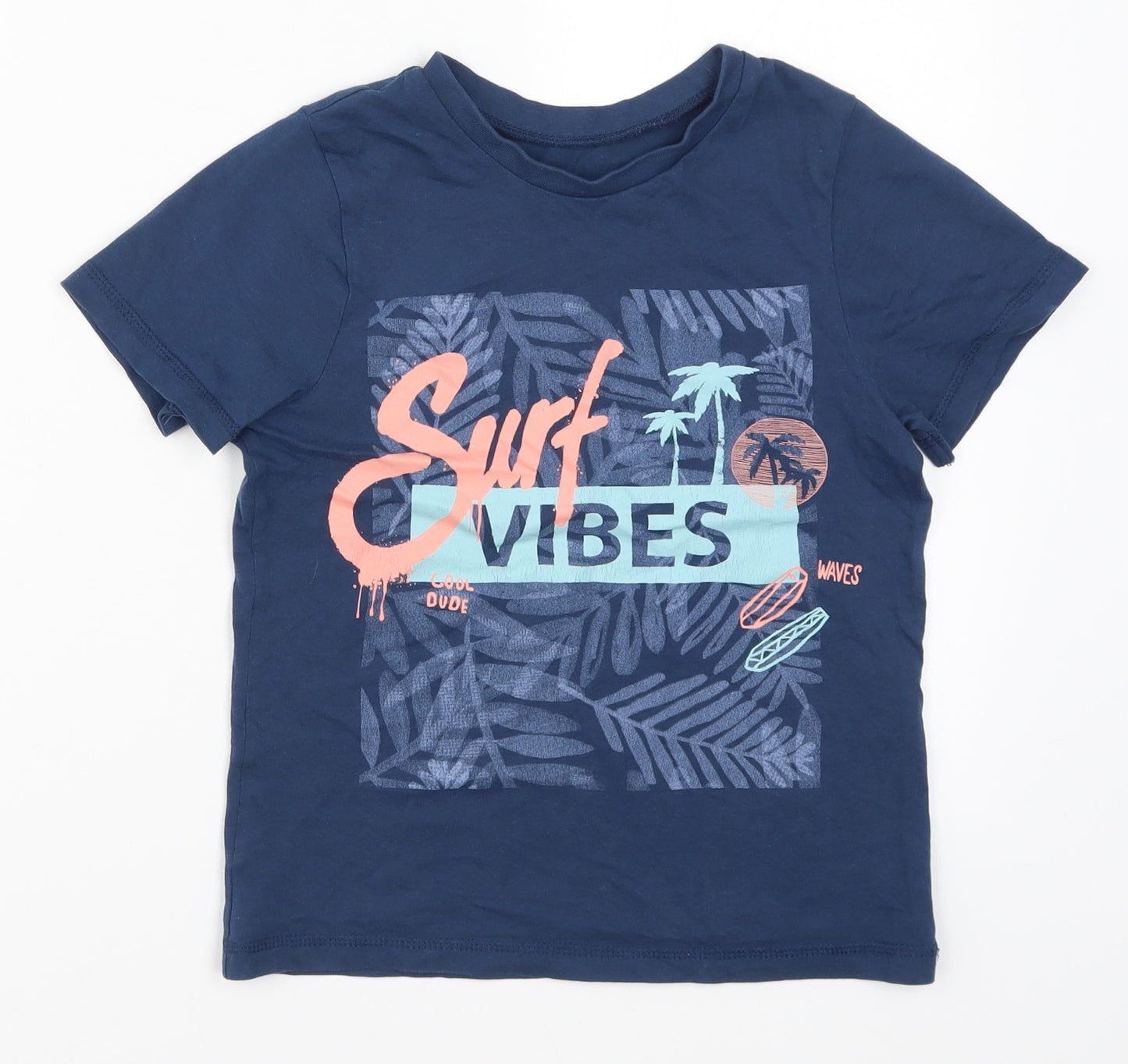 George Boys Blue   Basic T-Shirt Size 7-8 Years  - Surf Vibes