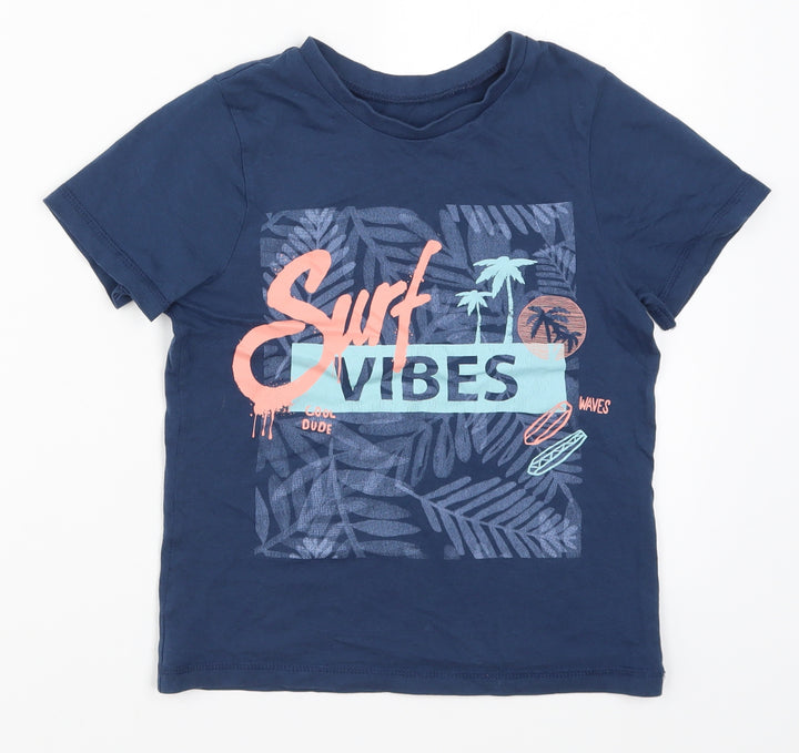 George Boys Blue   Basic T-Shirt Size 7-8 Years  - Surf Vibes