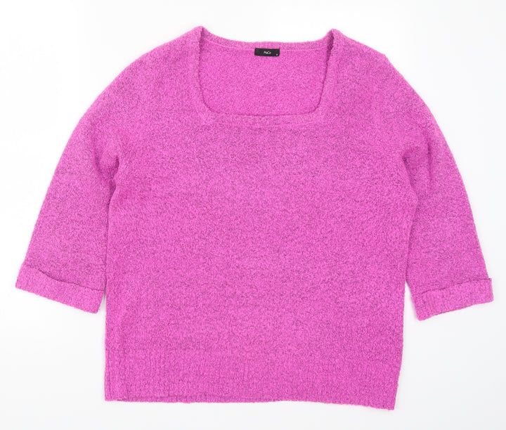 M&Co Womens Pink  Knit Pullover Jumper Size 16