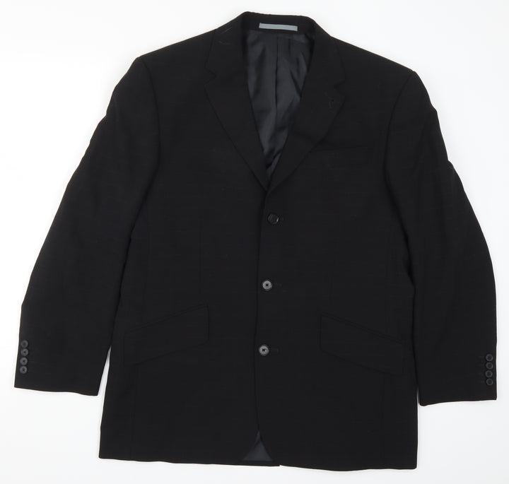 Preworn Mens Black Check Jacket Suit Jacket Size 40