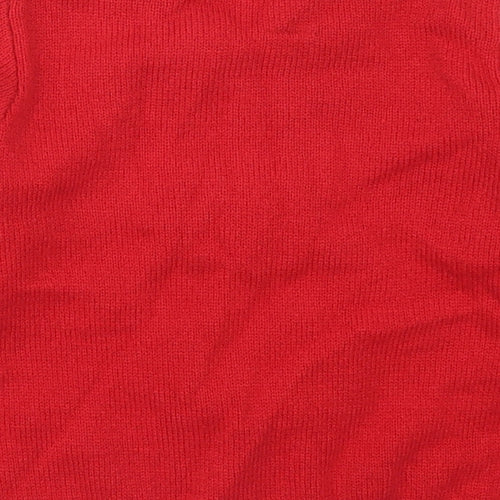 Girls Girls Red  Knit Pullover Jumper Size 5-6 Years  - Christmas Penguin