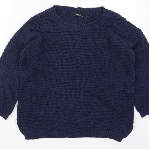 M&Co Womens Blue  Knit Pullover Jumper Size 12
