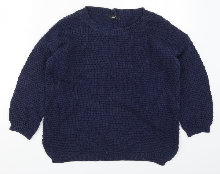 M&Co Womens Blue  Knit Pullover Jumper Size 12
