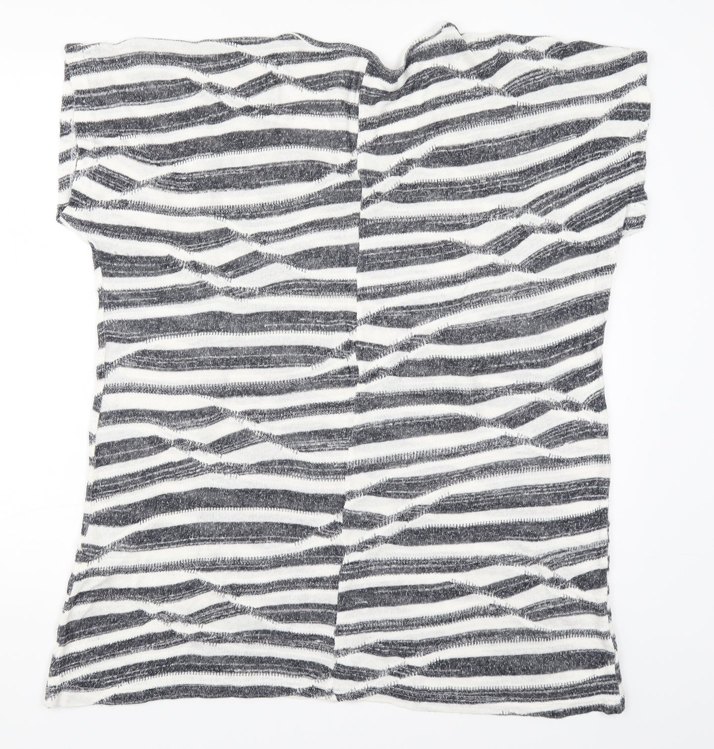 Preworn Womens Grey Striped  Basic T-Shirt Size 18