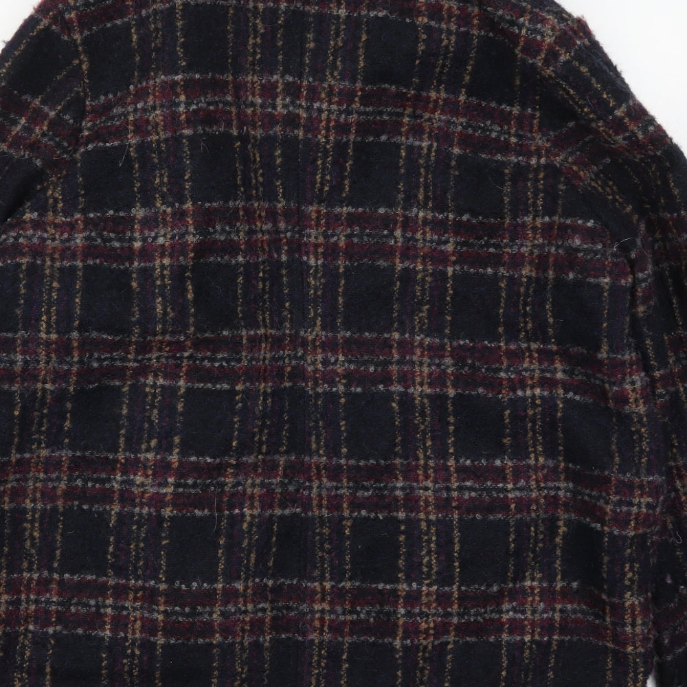 Marks and Spencer Womens Blue Check  Overcoat Coat Size 18  - Burgundy