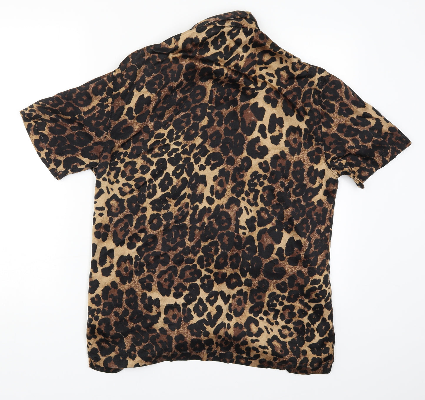 Zara Mens Brown Animal Print   Button-Up Size M