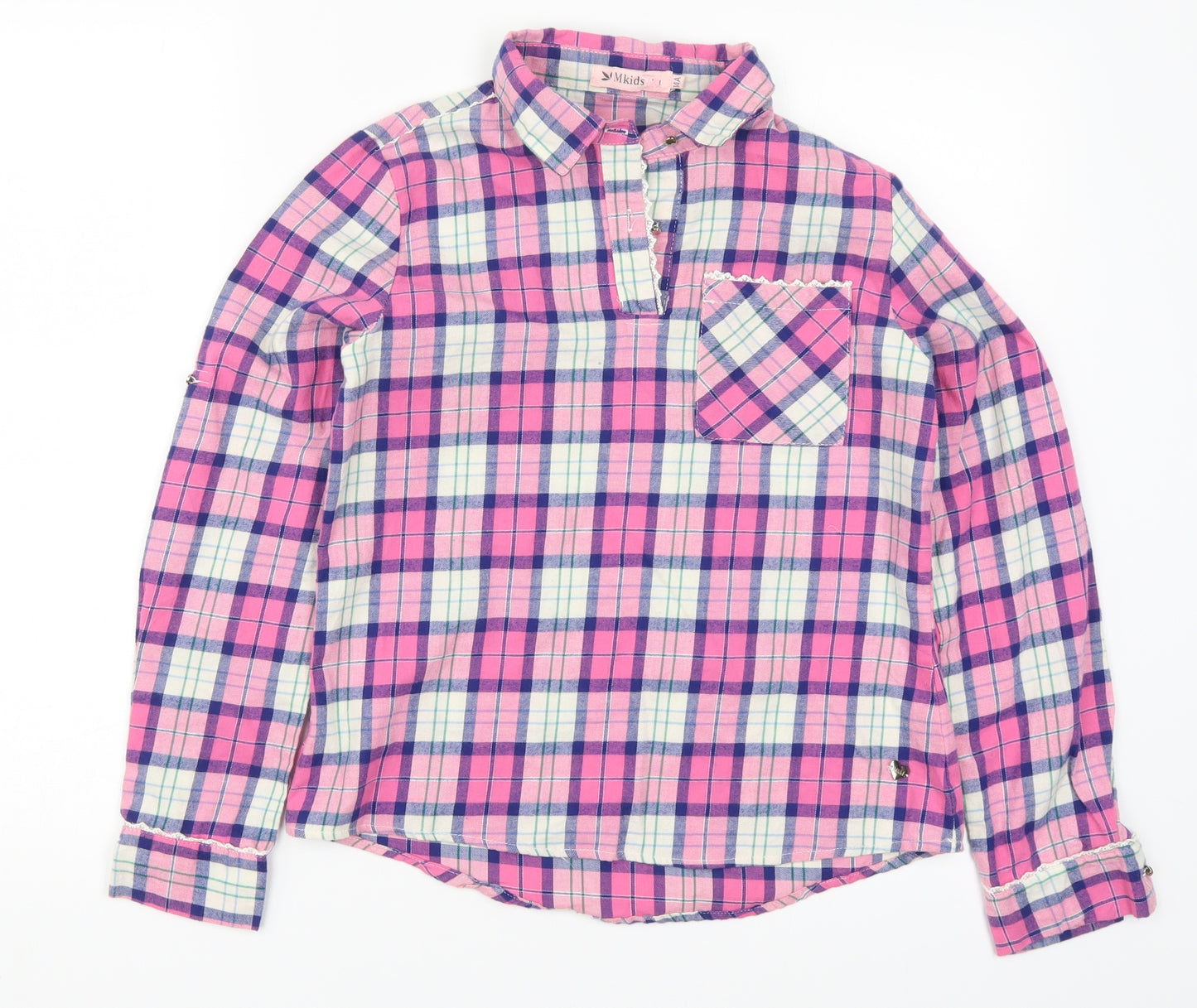 M Kids Girls Pink Check  Basic Casual Size 14 Years