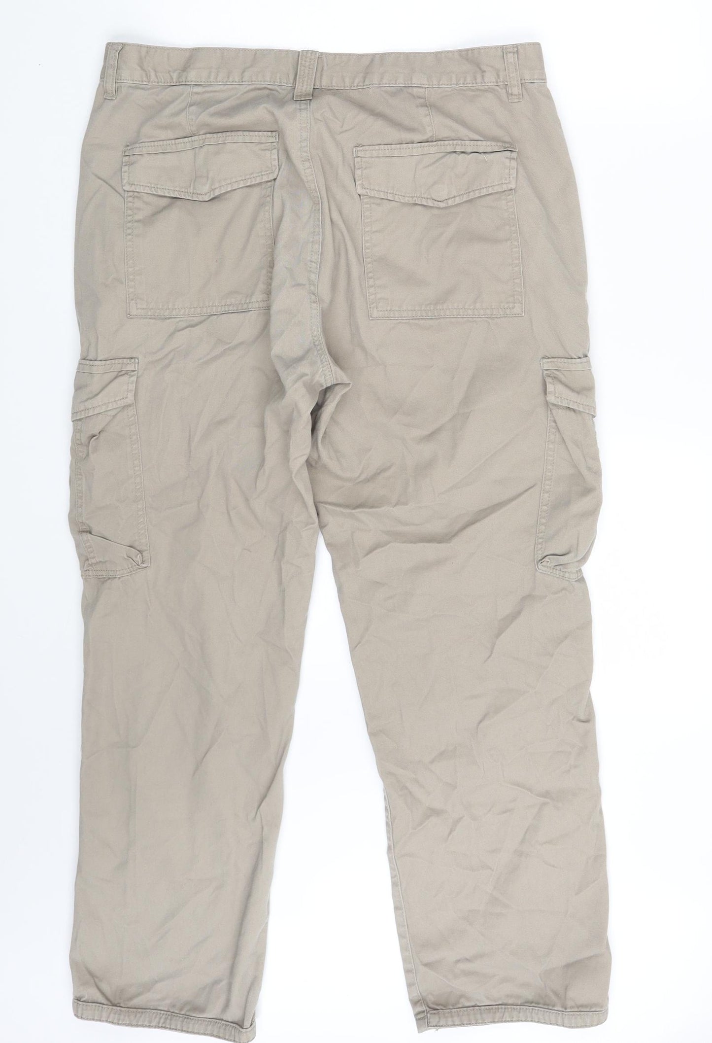 Denim Co. Mens Beige  Denim Cargo Trousers Size 36 in L30 in
