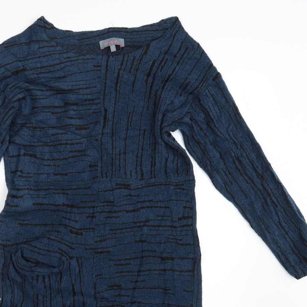 Sahara Womens Blue Striped  T-Shirt Dress  Size S
