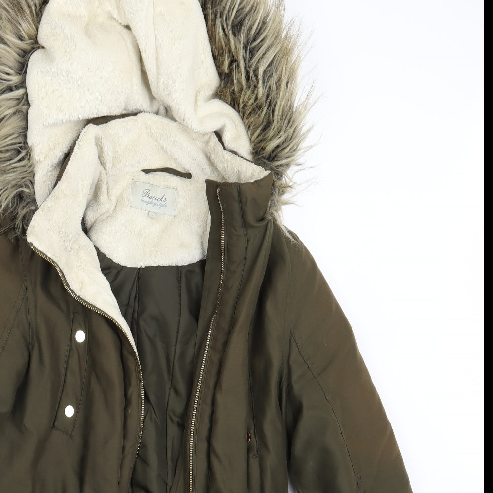 Peacocks Womens Green   Parka Jacket Size 10