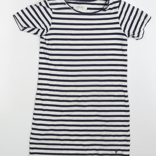 Quba & Co. Womens White Striped  T-Shirt Dress  Size 8